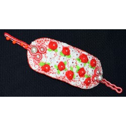 Bracelet en shibori et soutache brodé de roses