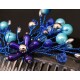 Peigne à chignon en wire wrapping bleu