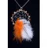 Collier "Attrape rêve aux plumes oranges et blanches"