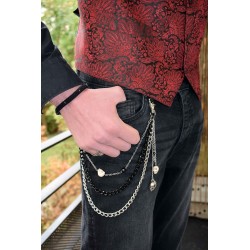 Bijou de ceinture en chaines et tête de mort