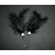 Epingles à cheveux aux plumes noires et blanches