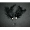 Epingles à cheveux aux plumes noires et blanches