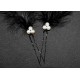 Epingles à cheveux aux plumes noires et blanches