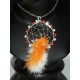 Collier "Attrape rêve aux plumes oranges et blanches"