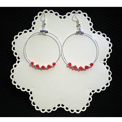 Créoles en plaqué agent et swarovski rouges