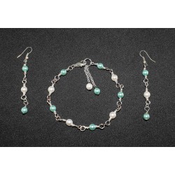 Parure en wire wrapping, breloques perles