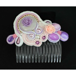 Bijou cheveux en soutache bohème chic blanc et rose