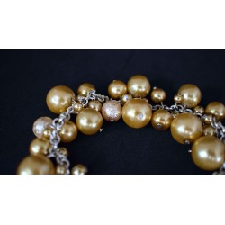 Ensemble bracelet et boucles d'oreille  perles dorées