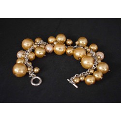 Ensemble bracelet et boucles d'oreille  perles dorées