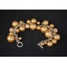 Ensemble bracelet et boucles d'oreille  perles dorées