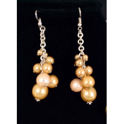 Ensemble bracelet et boucles d'oreille  perles dorées