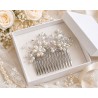Peigne de cheveux wire wrapping  bohème chic blanc