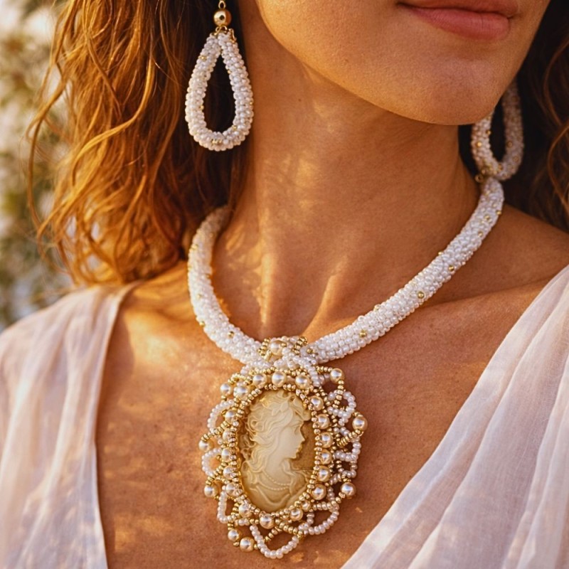 Collier et boucles d'oreille en perles - chic et raffiné