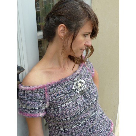 Sautoir en perles fines noires et blanches