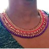 Collier ras du cou Plastron perlé aux chaines dorées