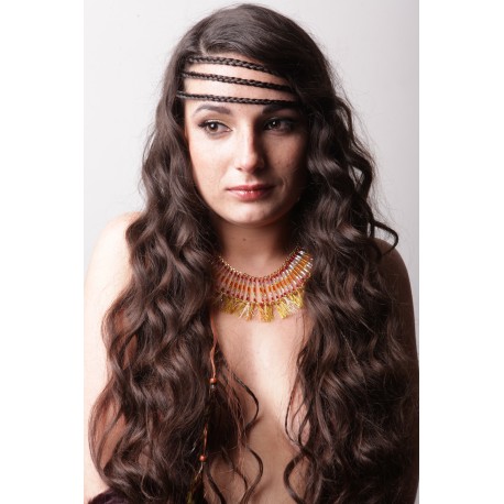 Collier plastron styl eegyptien en dégradé de rouge jaune