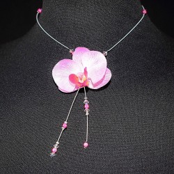 Collier orchidée  wire wrapping  bohème chic