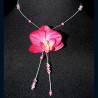 Collier orchidée fushia  wire wrapping  bohème chic