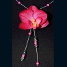 Collier orchidée fushia  wire wrapping  bohème chic