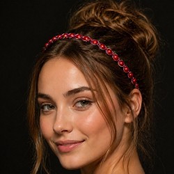 Serre-tête en wire wrapping bohème rouge