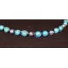Serre-tête en wire wrapping bohème bleu argenté