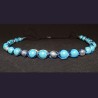 Serre-tête en wire wrapping bohème bleu argenté