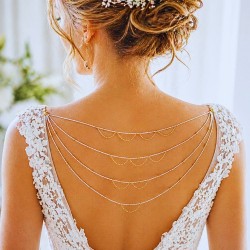 Bijou de dos mariage perlé et plaqué or - élégance et raffinement