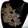 Collier dentelle florale noire et dorée - élégance et raffinement
