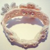 Bracelet floral perlé en soutache bohème chic blanc