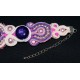 Bracelet en shibori et soutache brodé de roses
