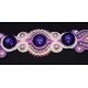 Bracelet en shibori et soutache brodé de roses