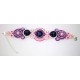 Bracelet en shibori et soutache brodé de roses
