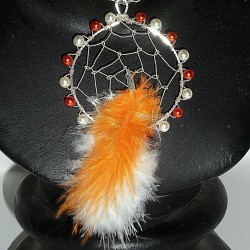Collier attrape rêve orange bohème chic en wire wrapping