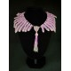 Col en perles de rocailles roses et argent