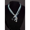 Collier bohème chic cheval bleu en wire wrapping