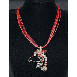 Collier bohème chic cheval rouge en wire wrapping