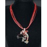 Collier bohème chic cheval rouge en wire wrapping