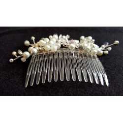 Peigne de cheveux wire wrapping  bohème chic blanc