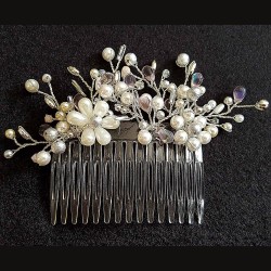 Peigne de cheveux wire wrapping  bohème chic blanc