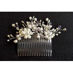 Peigne de cheveux wire wrapping  bohème chic blanc