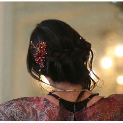 Peigne de cheveux wire wrapping  bohème chic bordeaux