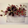 Peigne de cheveux wire wrapping  bohème chic bordeaux