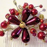 Peigne de cheveux wire wrapping  bohème chic bordeaux