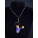 Collier en wire wrapping «chat et perle lapis lazuli»