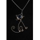 Collier en wire wrapping «chat aux yeux bleus»