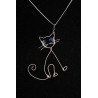 Collier en wire wrapping «chat aux yeux bleus"»