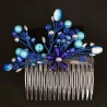 Peigne de cheveux wire wrapping  bohème chic bleu