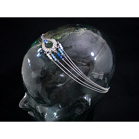 Bijoux de tête aux swarovski bleu et cristal
