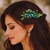 Peigne de cheveux wire wrapping  bohème chic vert