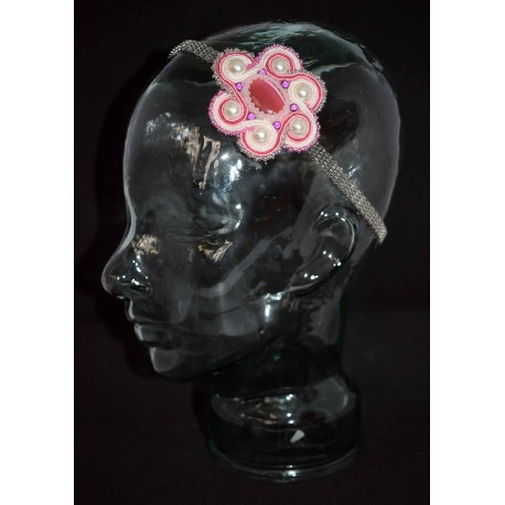 Serre tête métal à la fleurs en soutache